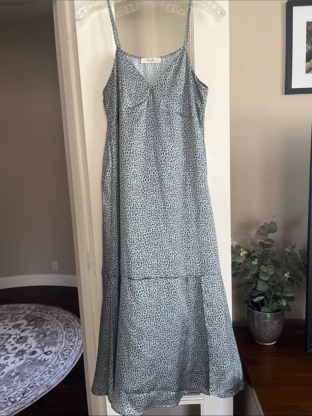 Jade by Jane Maxi Slip Dress, Mint Green, Black, Leopard Print, Spaghetti Straps